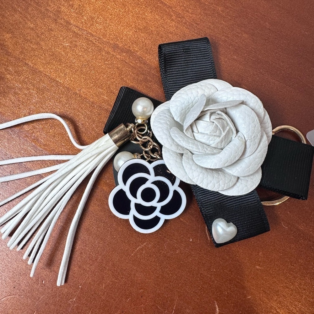 New designer inspired Camilla flower bag charm / keychain
